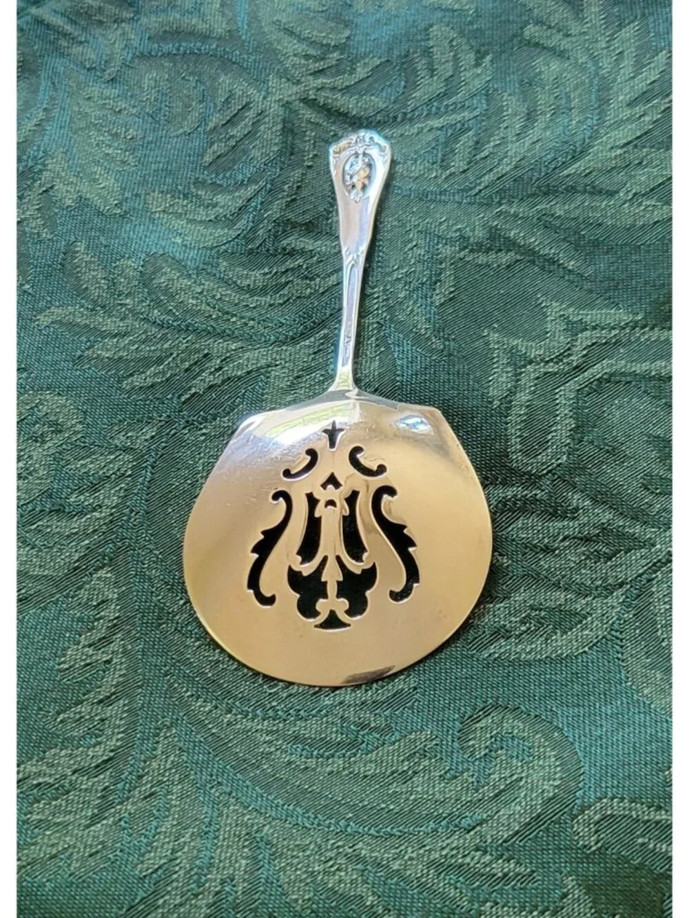 Rose Point Wallace Sterling Silver Bon Bon Server Candy Nut Spoon Pierced